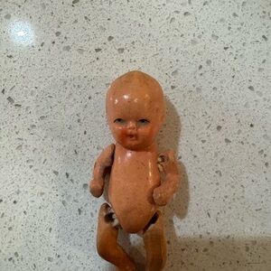 Vintage Occupied Japan All Bisque Baby Doll 2.75” Jointed Painted Face